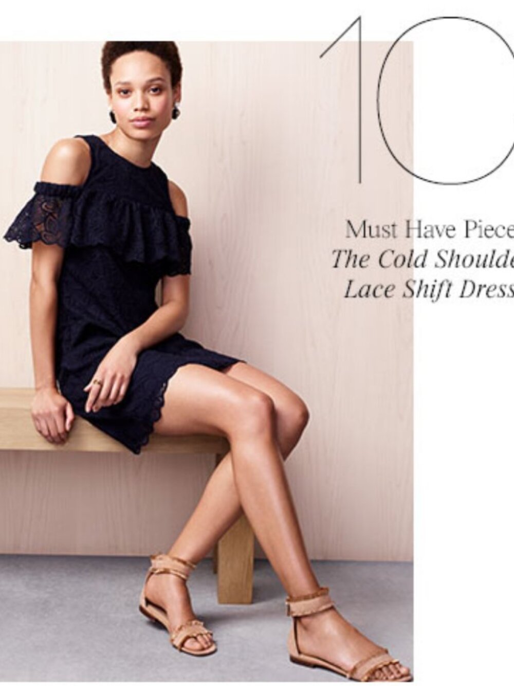 ANN TAYLOR COLD-SHOULDER LACE SHIFT DRESS 12 / 14